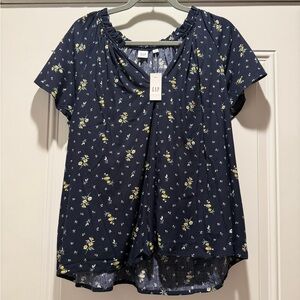 GAP Women's Dark Blue Floral Blouse